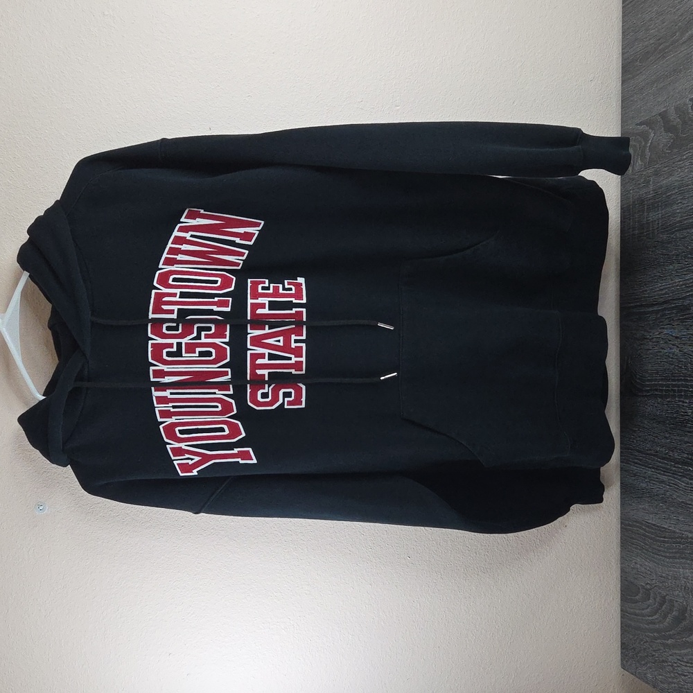 Jansport VTG Youngstown State Black Hoodie.Relieve Stitched. Mens Lg. Hand Pouch